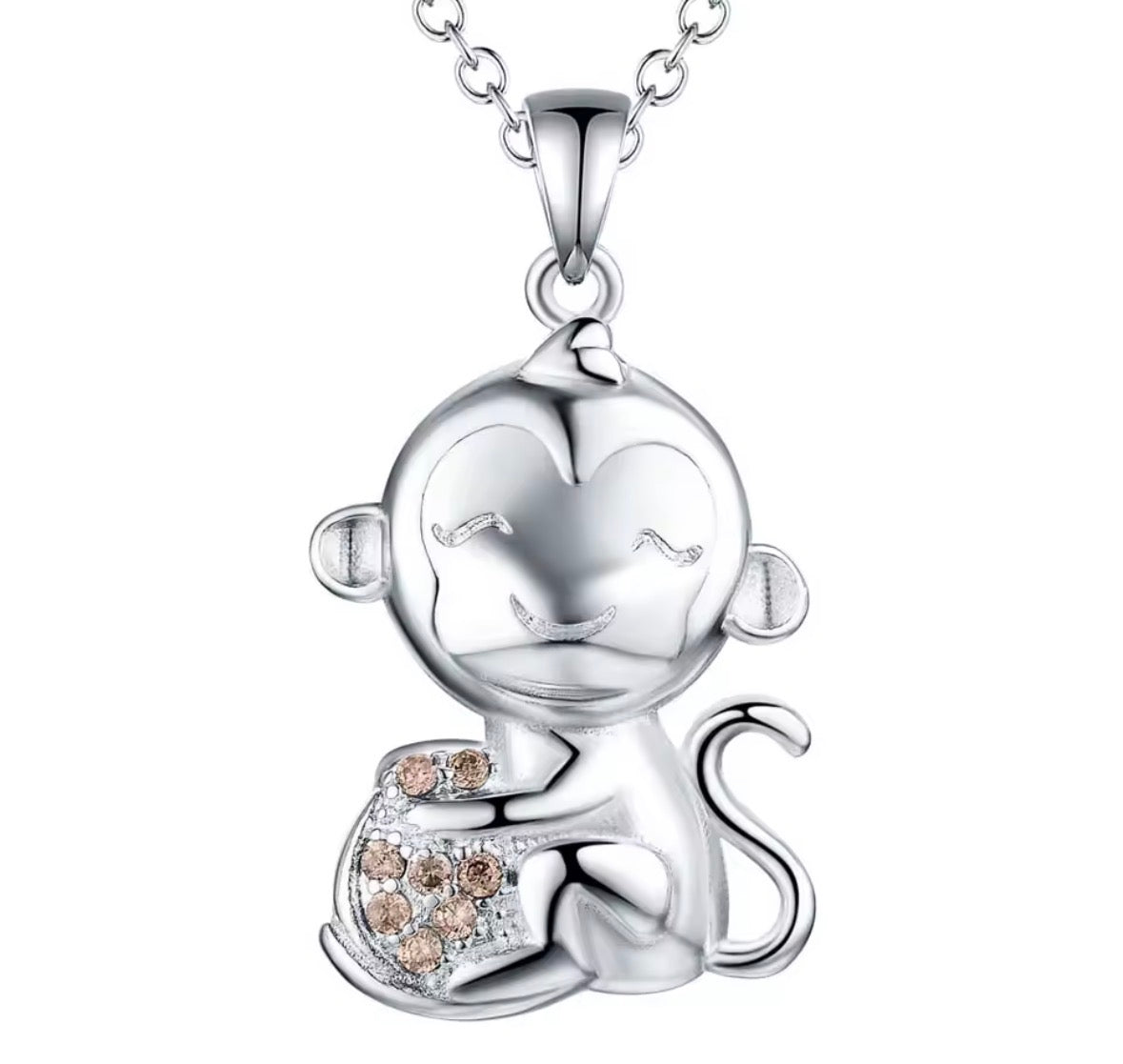 Sterling Silver Monkey Necklace