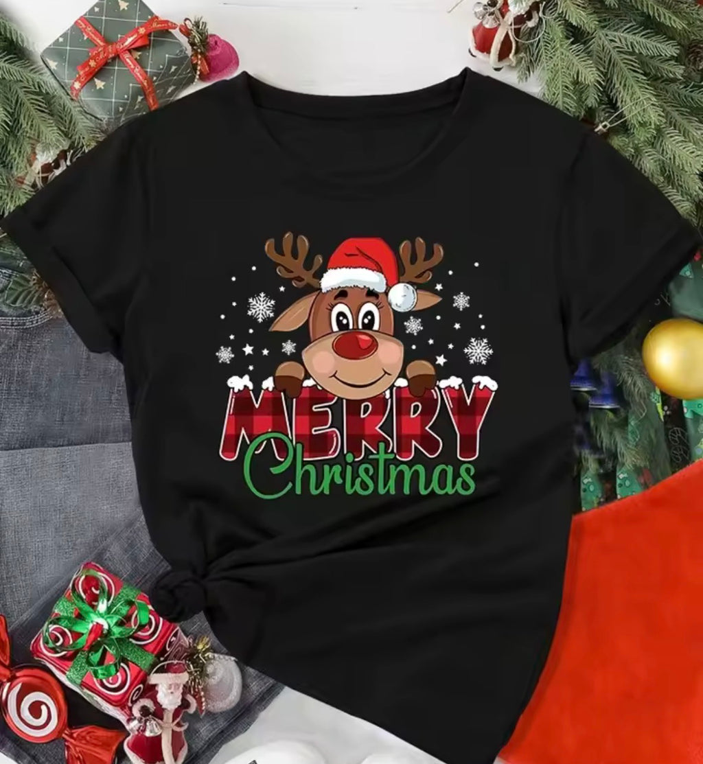 Cute Reindeer Print T-Shirt