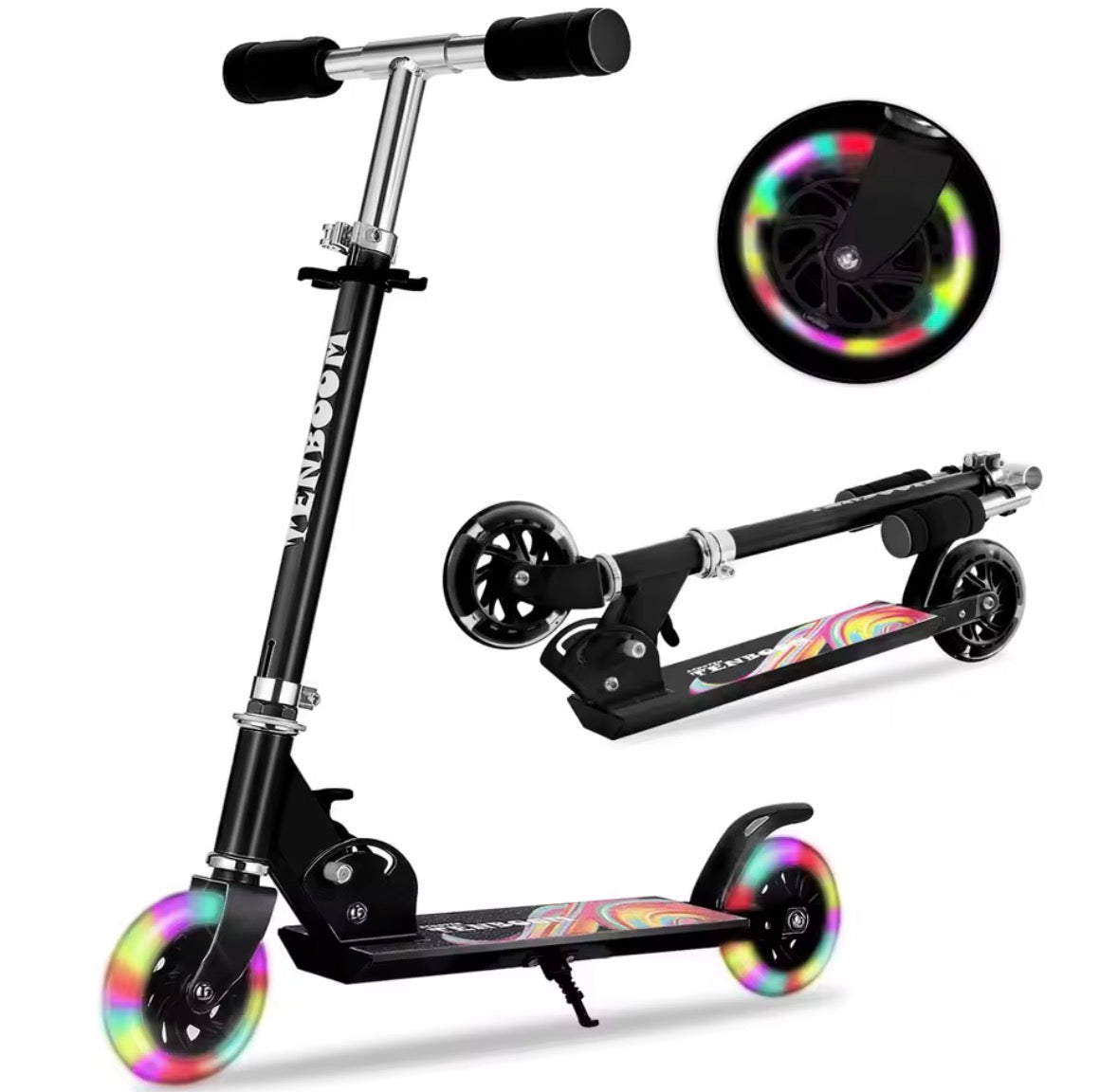 2-Wheel, Lightweight Scooter with LED Light Up Wheels, 3 Levels Adjustable