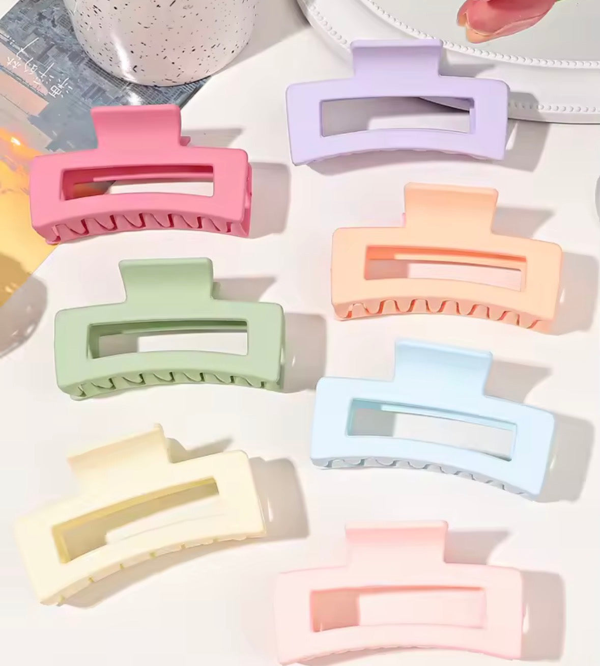 7Pcs 3.4" Medium Square Hair Claw Clips