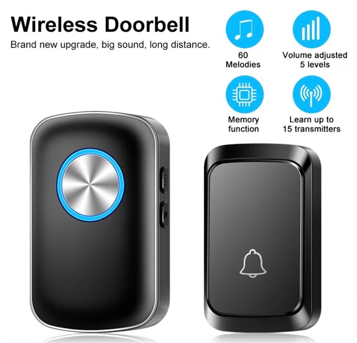 Waterproof Wireless Door Bells 1000ft Long Range Plug in
