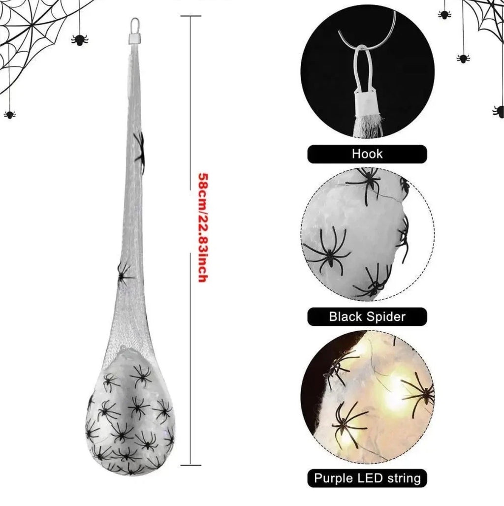 1PCS LED Light Up Spider Web Hanging Glowing Spiders Egg