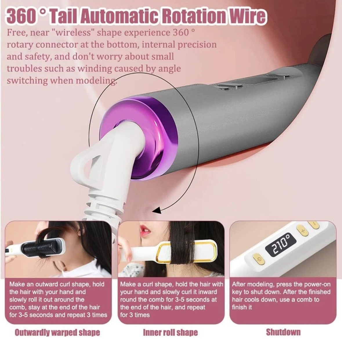 2In1 Negative-ion Hair Straightener Brush
