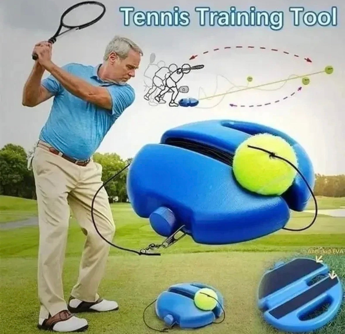 Tennis Trainer Training Practice Self-Study Rebound Balls Back Base