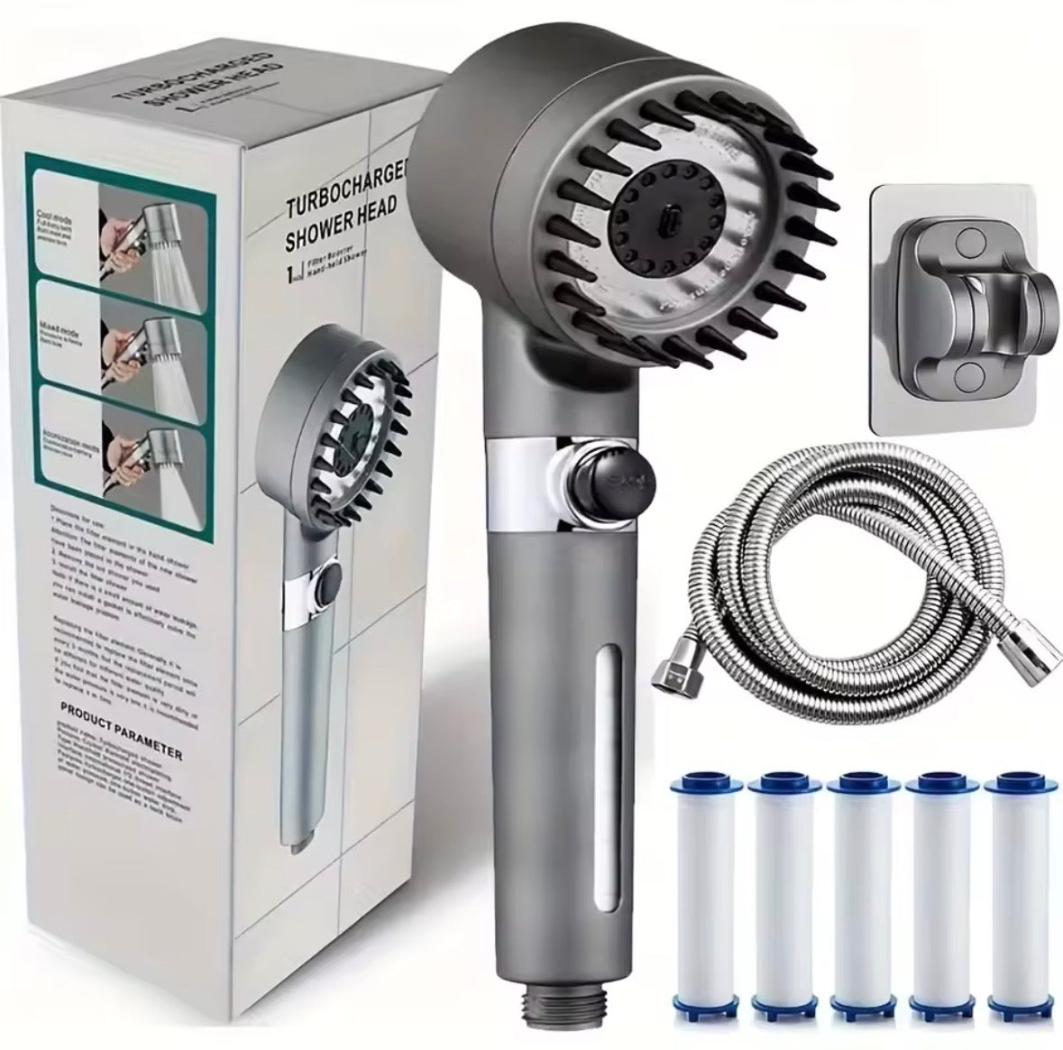 ion drop shower head with handheld filter-x5