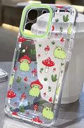 Cartoon Mushroom Frog Phone Case For iPhone 17 16 15 11 12 14 13 Pro Max Mini XS 7 Plus 17E