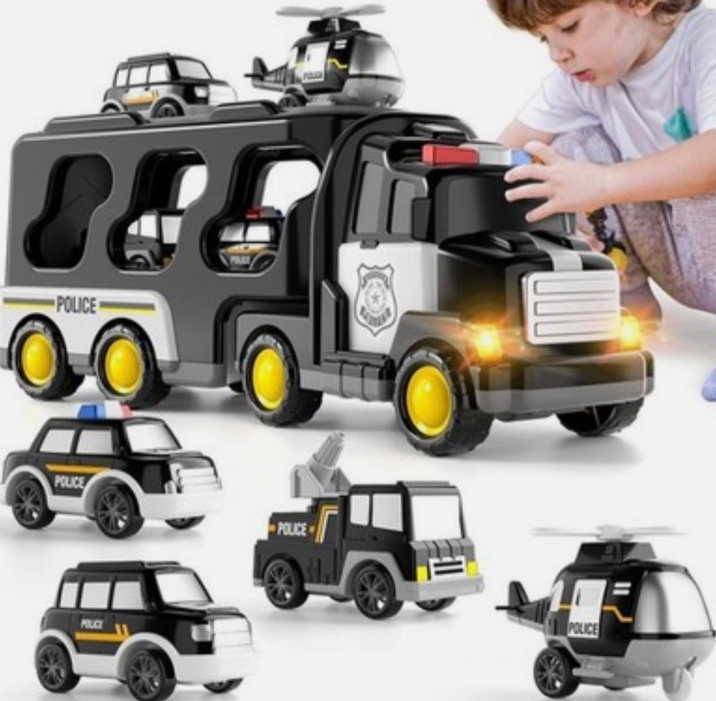 7 In 1 Police Toys Cars Car Transporter