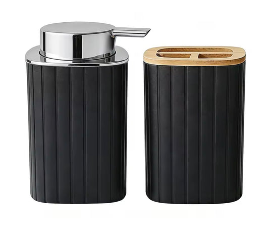 2pcsVanity Hands Soap Dispenser and Toothbrush Holder