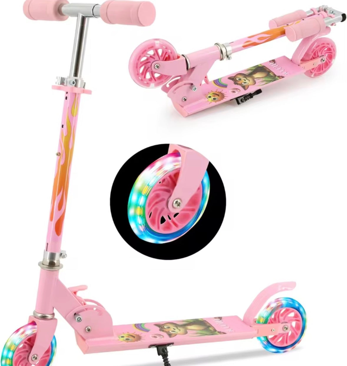 2-Wheel, Lightweight Scooter with LED Light Up Wheels, 3 Levels Adjustable
