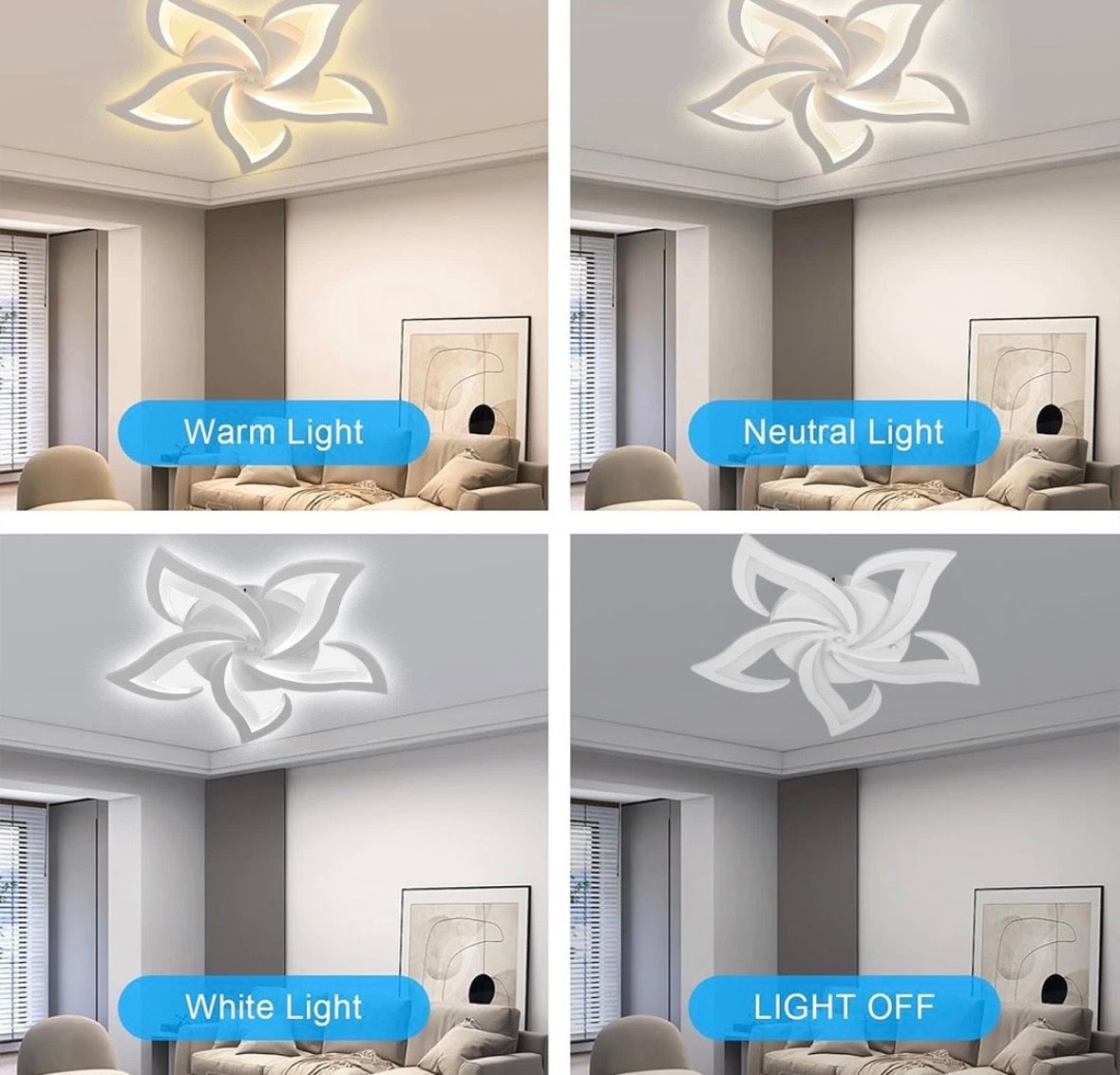 Modern Chandelier LED Lamp White Frame Ceiling Light Living Room Pendant Lights