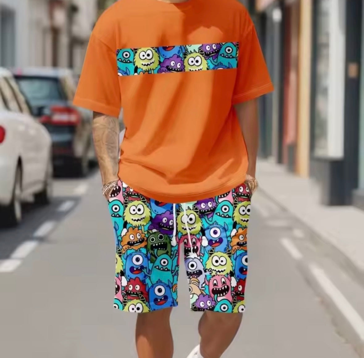 cartoon print summer 2PC Set