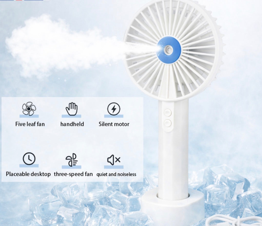 Portable Mist Spray Fan Mini Handheld Desk Cooler Fan USB Rechargeable Fan