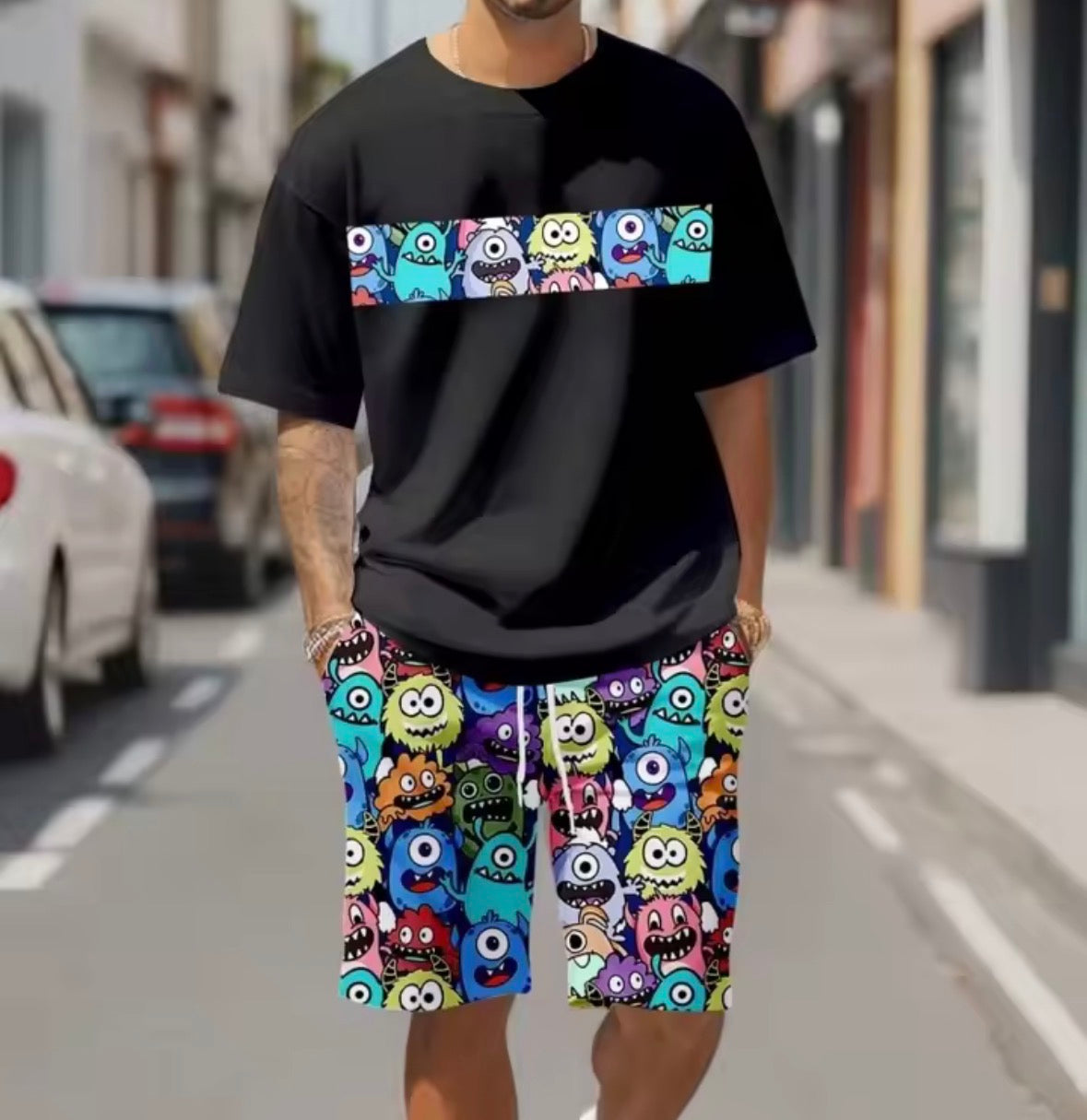 cartoon print summer 2PC Set