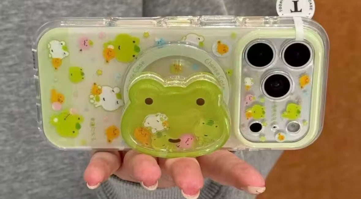 Green Frog Cartoon For Magsafe Phone Magnetic Griptok Stand