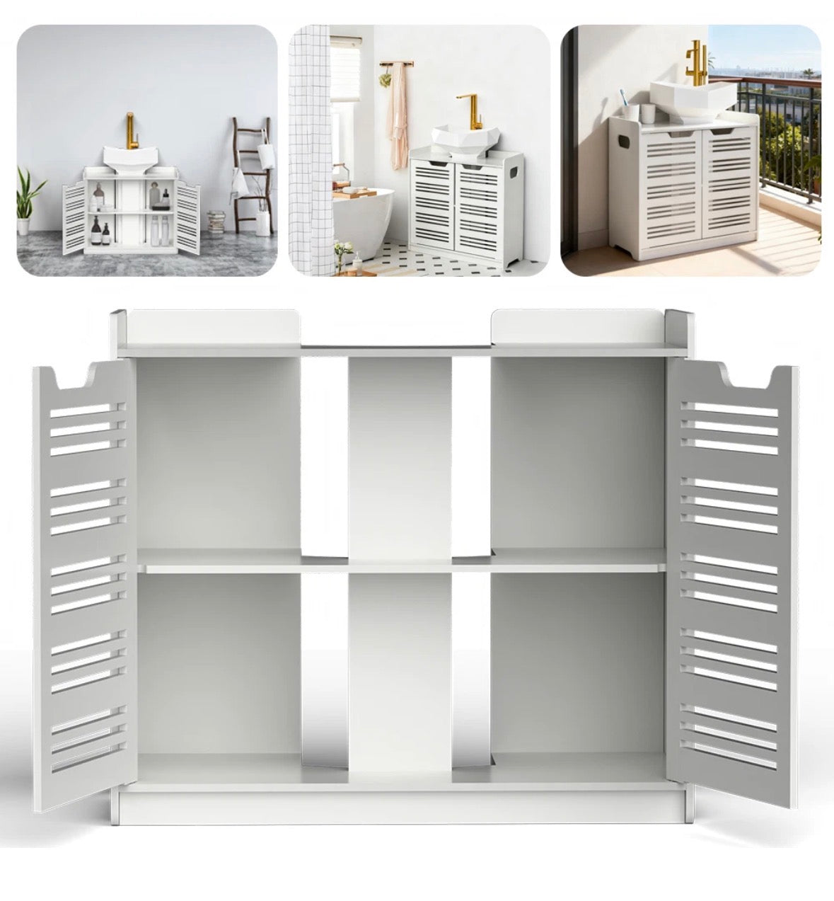White Stylish Bathroom Cabinet for Basin Storage Under Sink