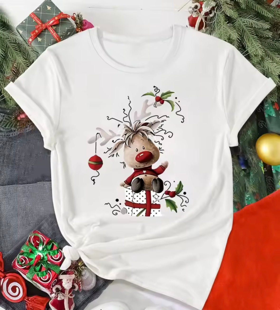 Reindeer Print T Shirt