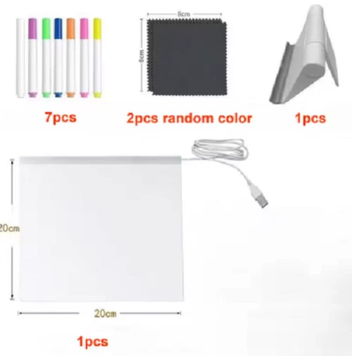LED Acrylic Light-Up Message Board 7 Neon Pens Rewritable Drawing Lamp