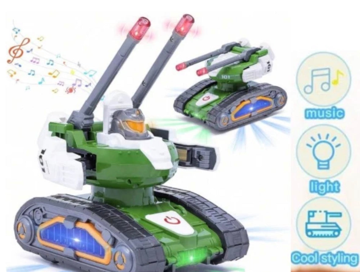 Electric Tank Toy With Light Music Colourful Led Music Mechanical 360 Rotating