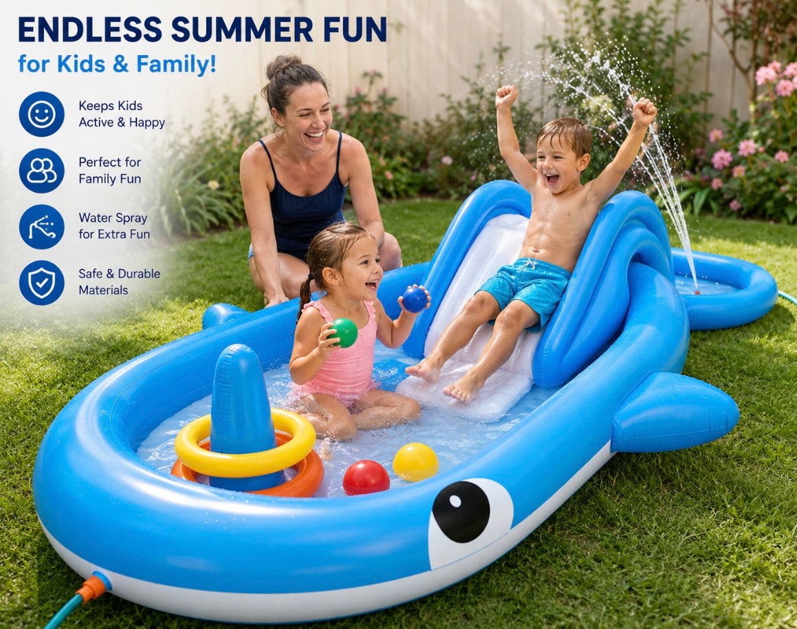Whale Inflatable Swimming Play Pool Float Ride