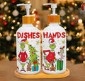 2pcs Christmas Soap Dispenser Set with Pump and Tray