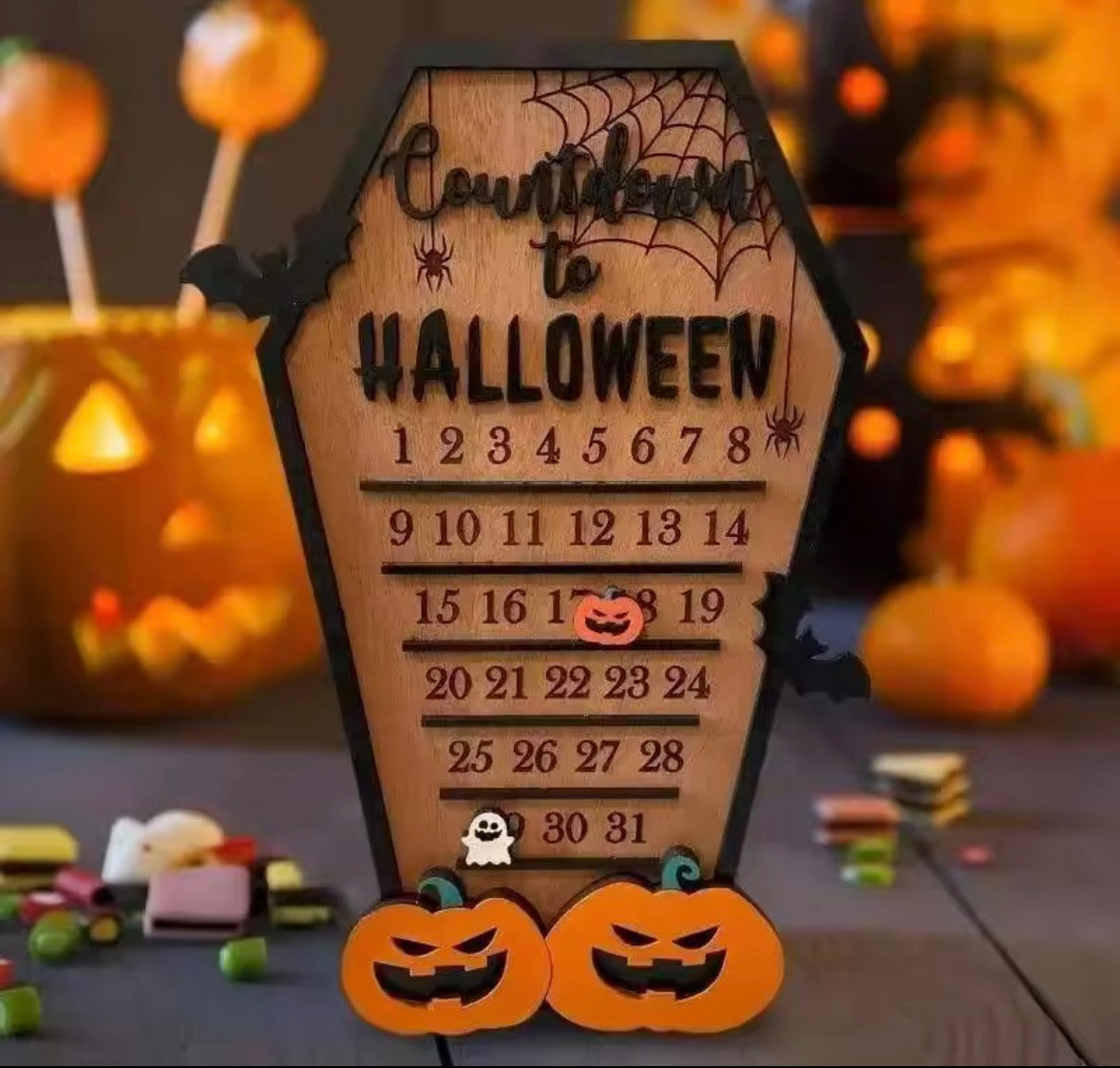 Halloween Home Calendar Wooden Countdown