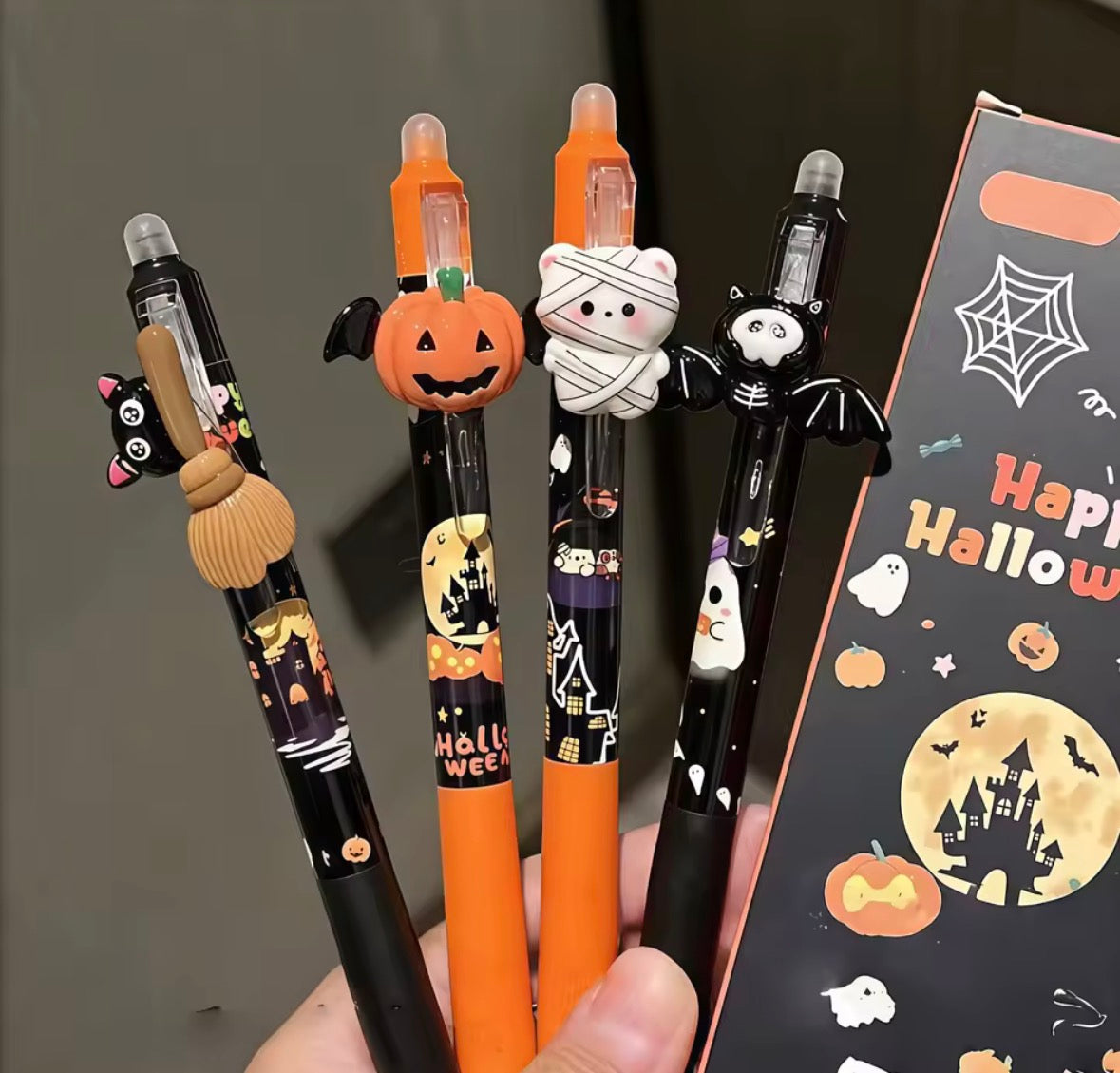 4pcs Dark style Halloween hot erasable neutral pen