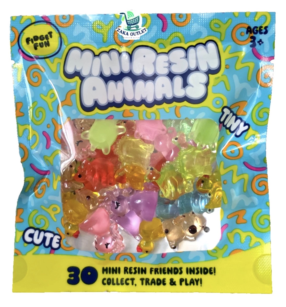 Fidget Fun Mini Resin Animals 30 Assorted Pack of Resin - 1 x Pack