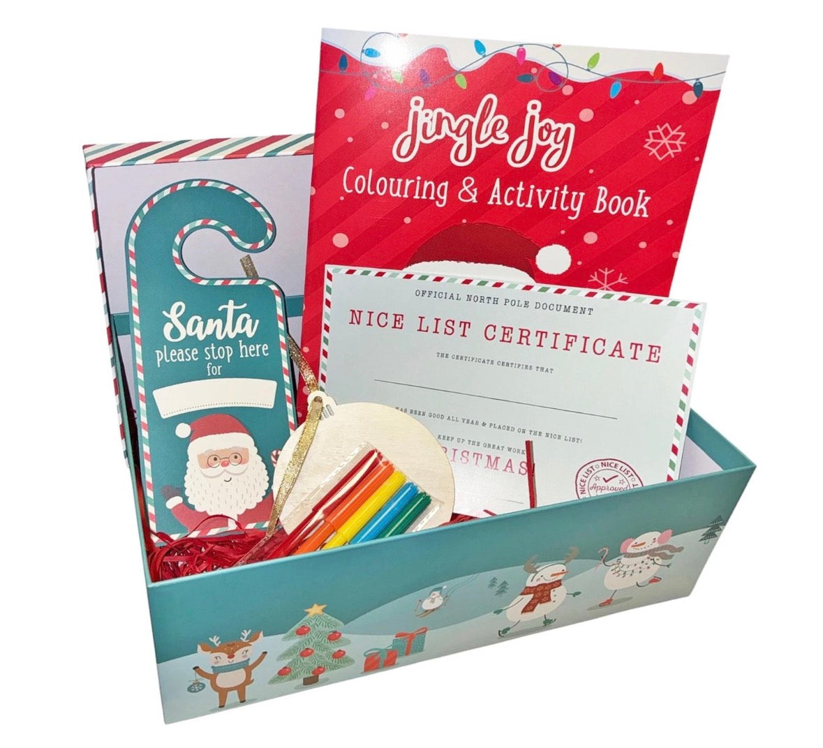 Christmas Eve Gift Box with Childrens Crafts 30cm x 22cm x 11cm