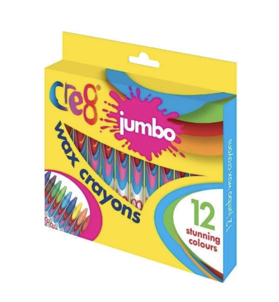 Jumbo Wax Crayons Bright Colours 12 Pack Chunky