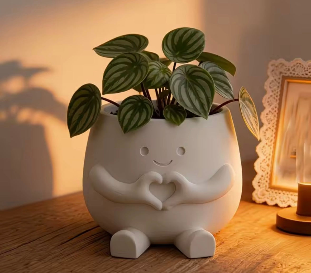 3D Printed Heart Hands Planter Cute Flower Pot