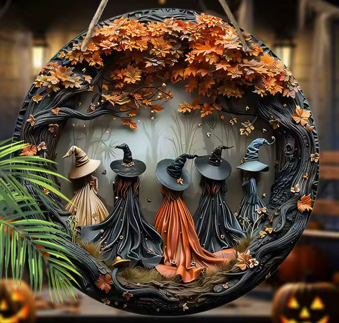Gothic Witch Wooden Hanging Deco