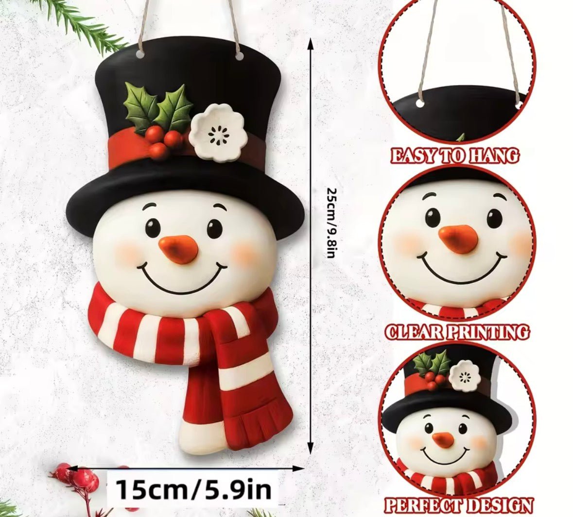 1pc Christmas Snowman Wooden Ornament