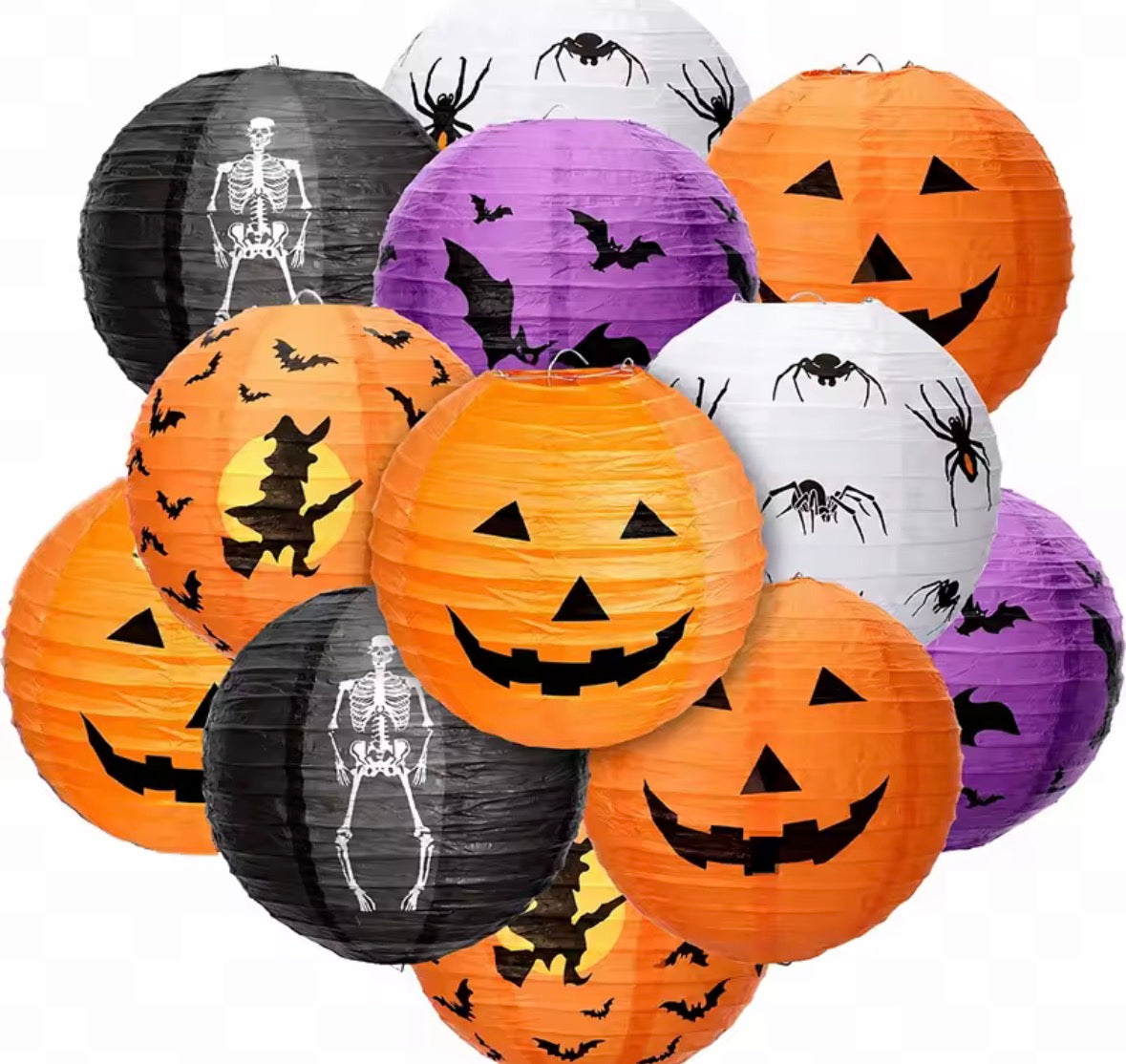 5pcs Halloween 3D Paper Pumpkin Lantern Set