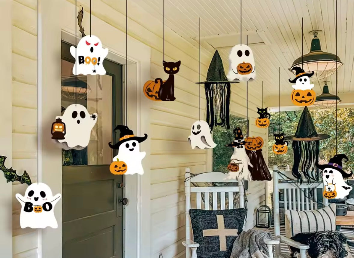 12 Cute Paper Halloween Ghost Decorations
