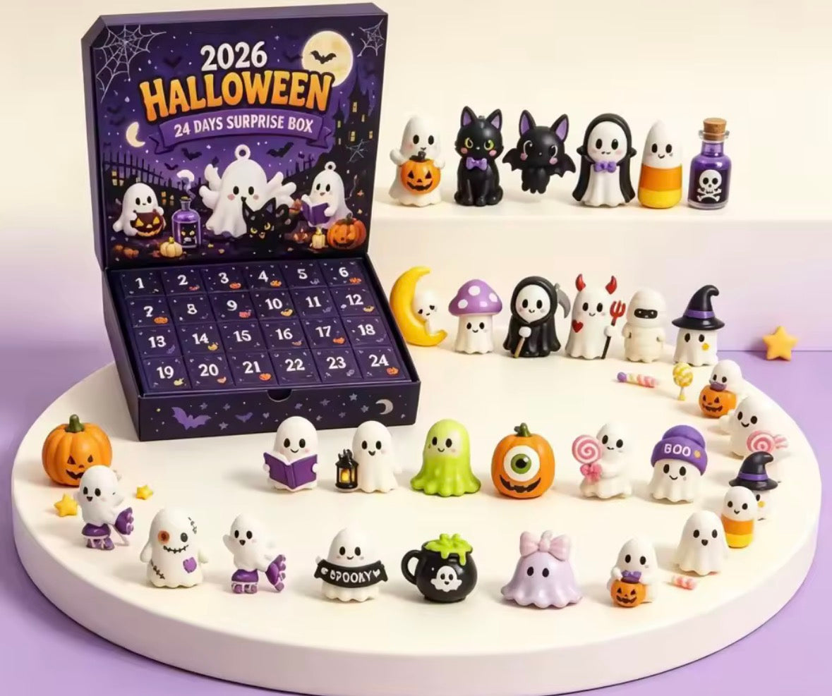 Halloween Advent Calendar,24 Days Spooky Resin Ornaments