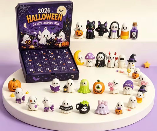 Halloween Advent Calendar,24 Days Spooky Resin Ornaments