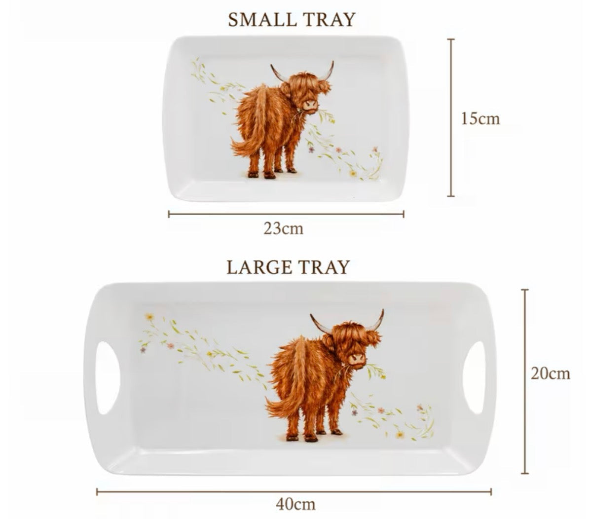 2pcs Highland Cow Trays