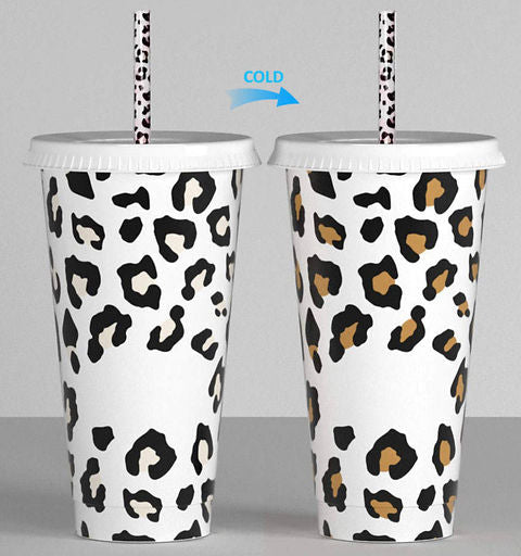 24oz Colour Changing Leopard Cup