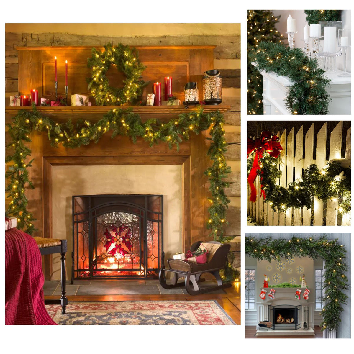 Pre-Lit Christmas Garland with LED Lights and Timer