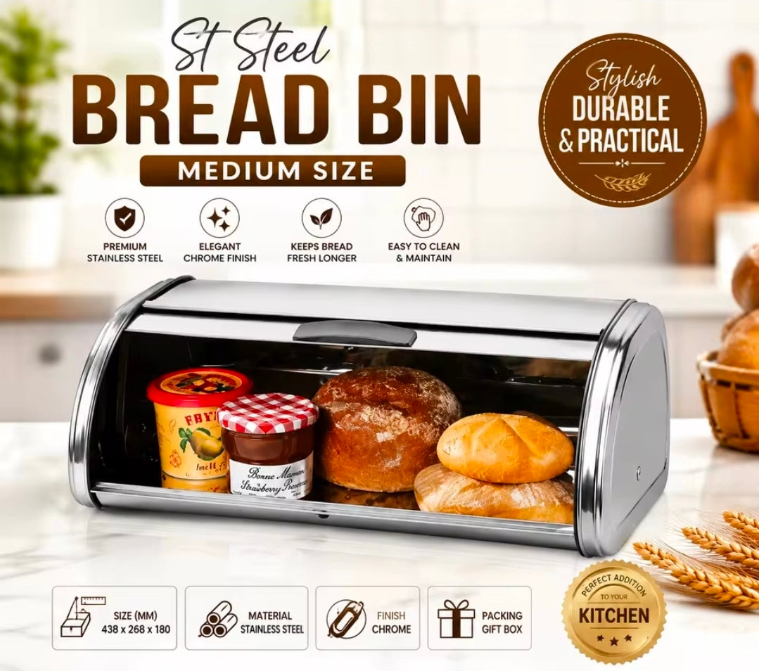 Medium Stainless Steel Bread Bin