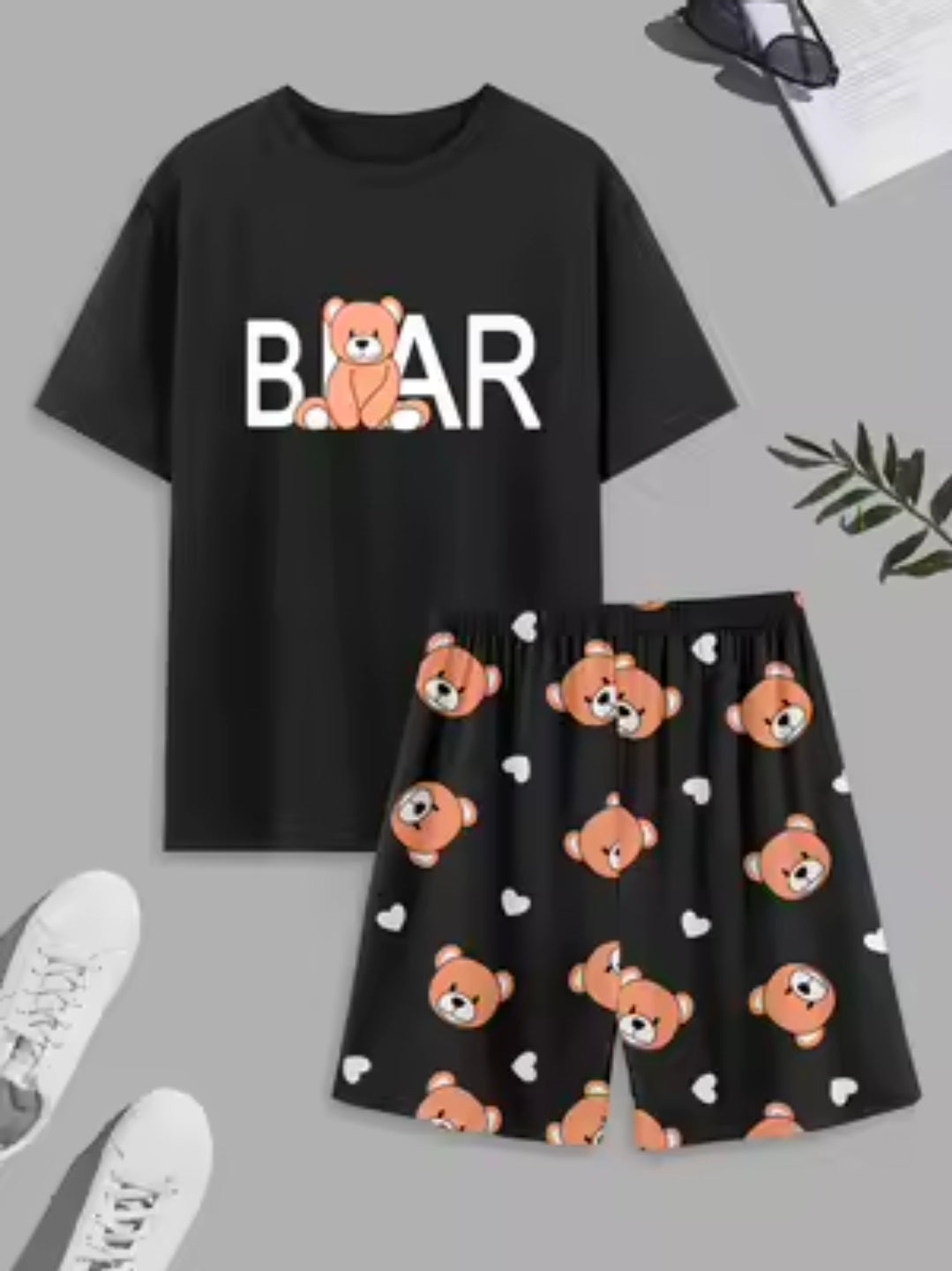 Men's Short-Sleeved Top and Shorts Pajamas