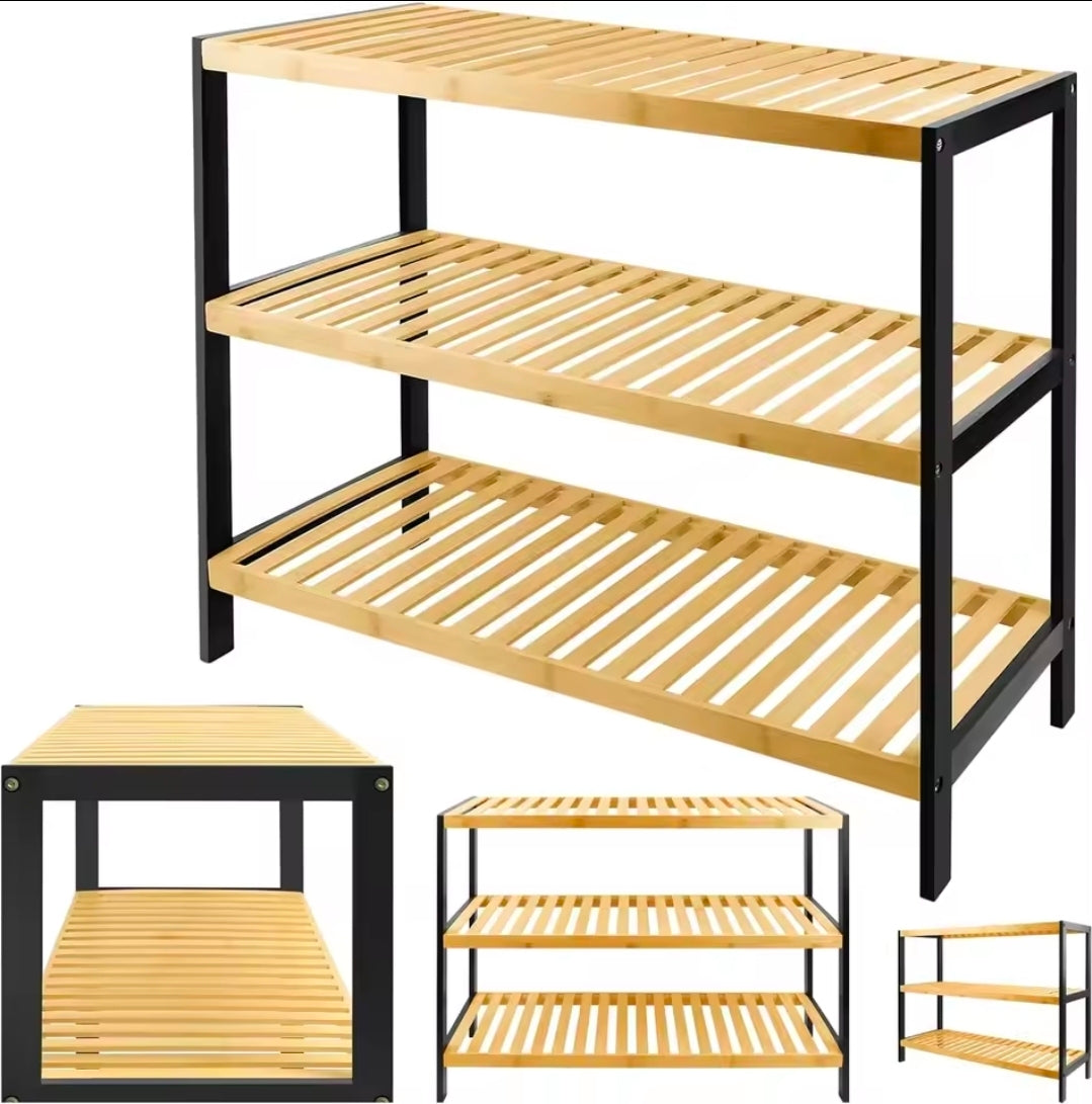 3 Tier Wooden Bamboo Shoe Rack