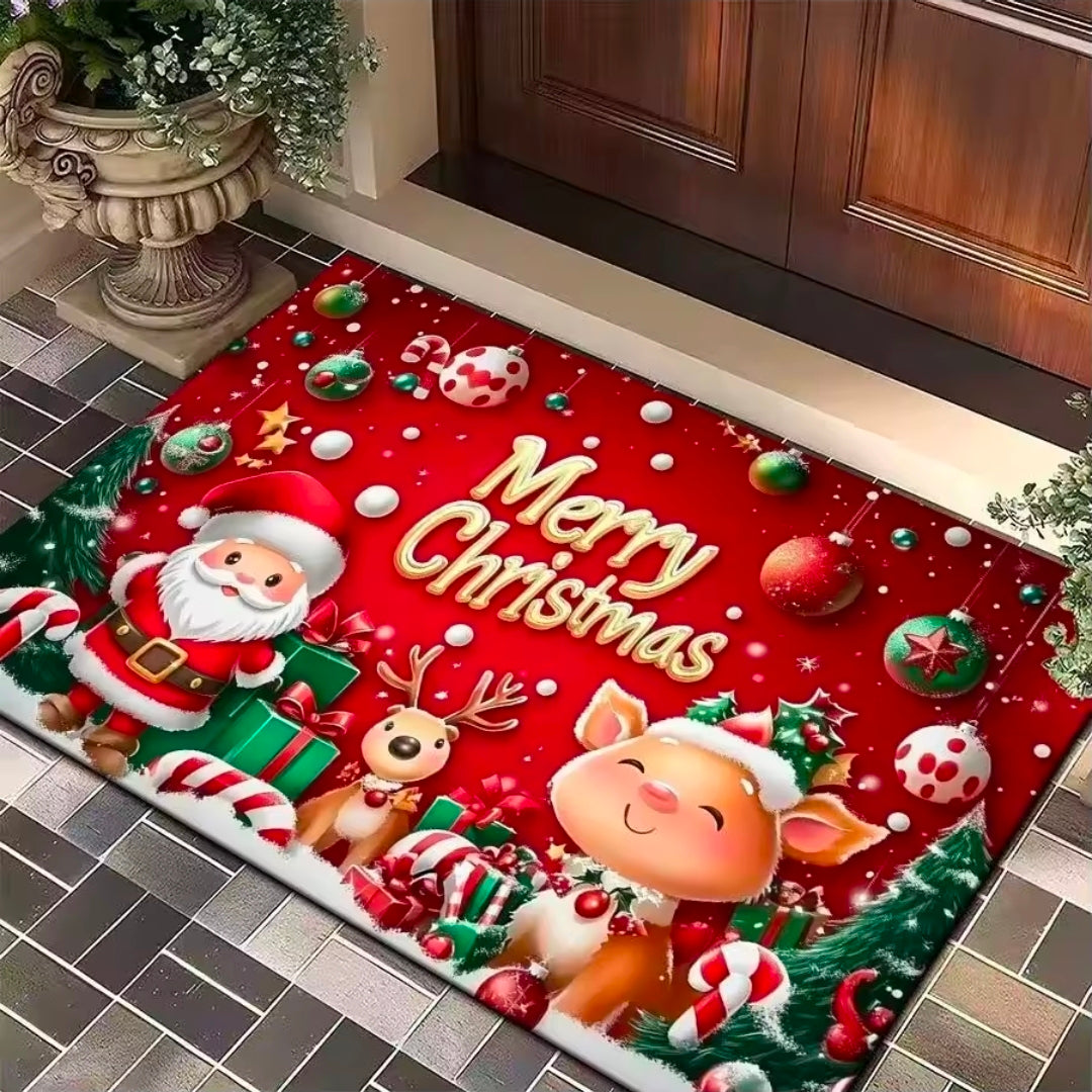 Christmas Tree Santa Claus Elk Christmas Entry Door Floor Mat