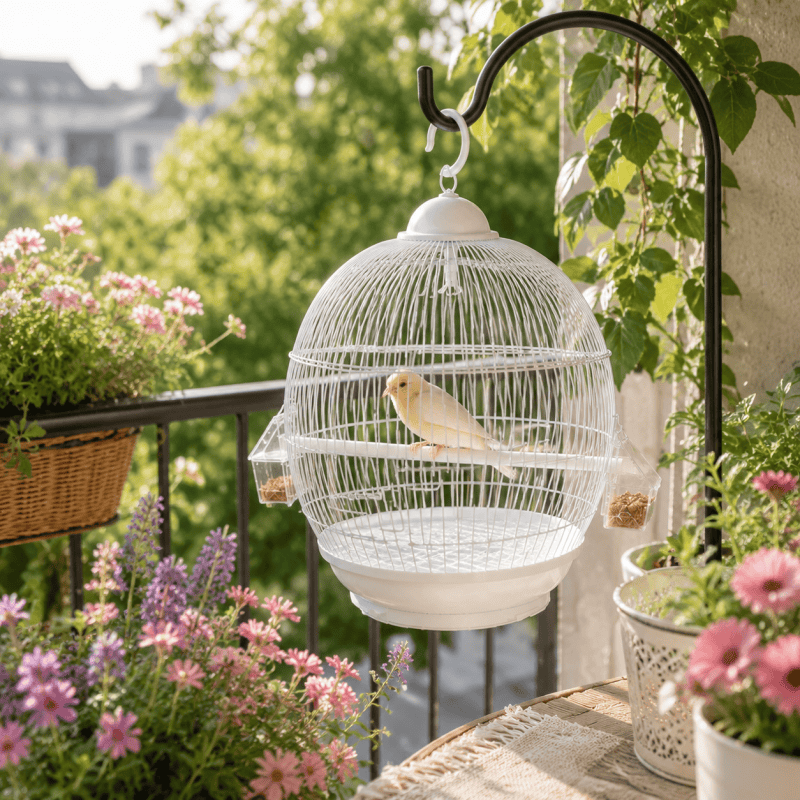 White Round Bird Cage