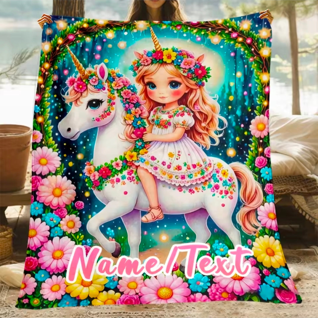 Personalised Unicorn Princess Flannel Blanket