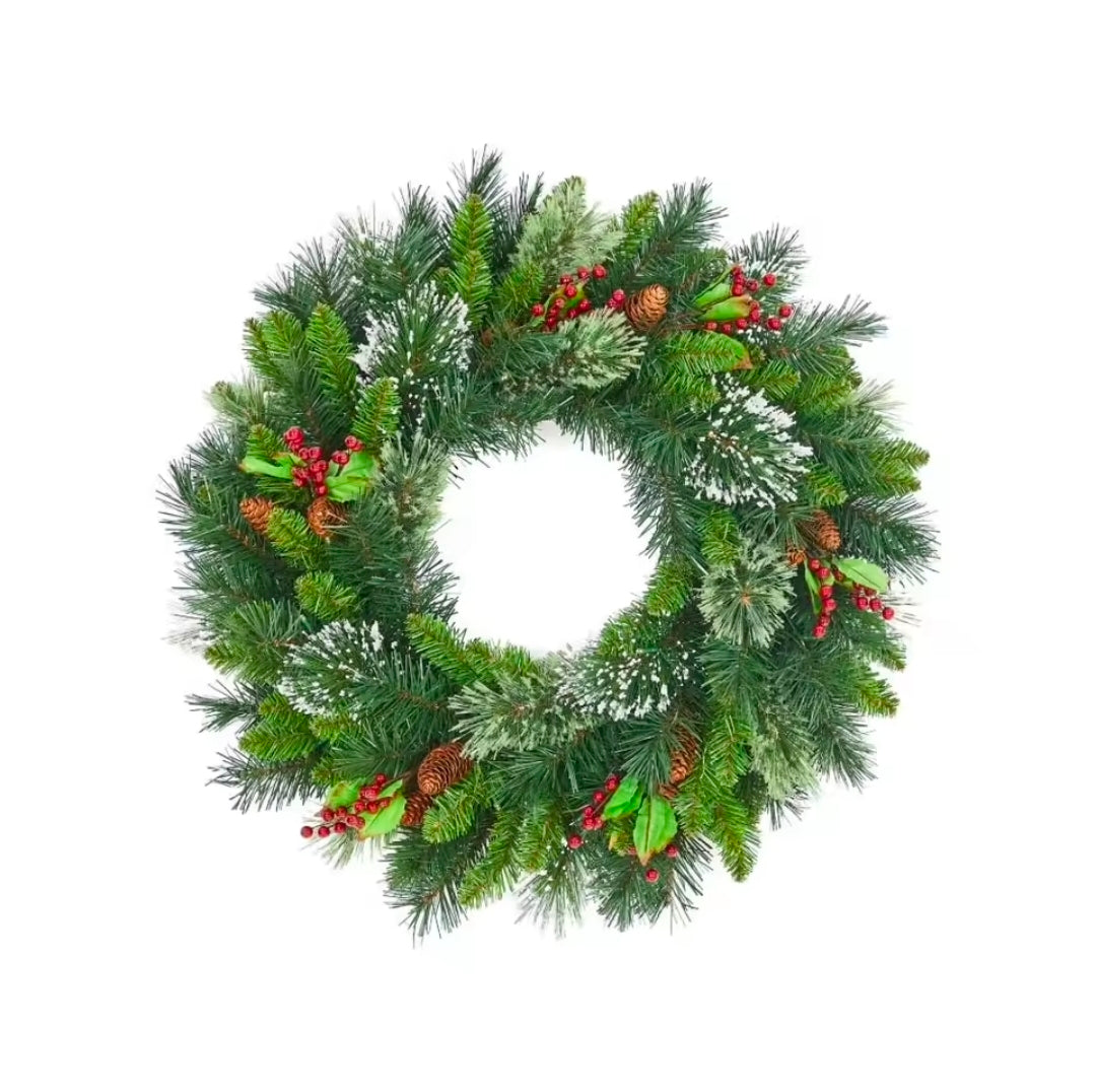 Multicolor 24 Inch Pre-Lit Christmas Wreath