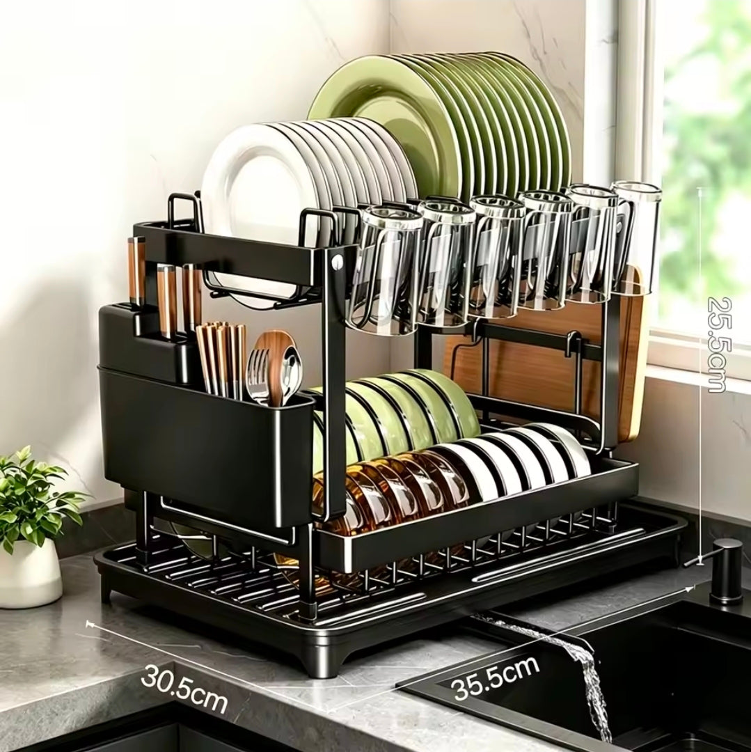 2 Tier Kitchen Dish Drain Drying Rack