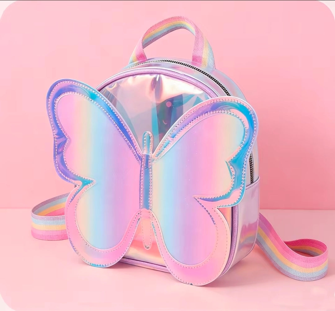 Girls Fashion Backpack Laser  Butterfly Design
