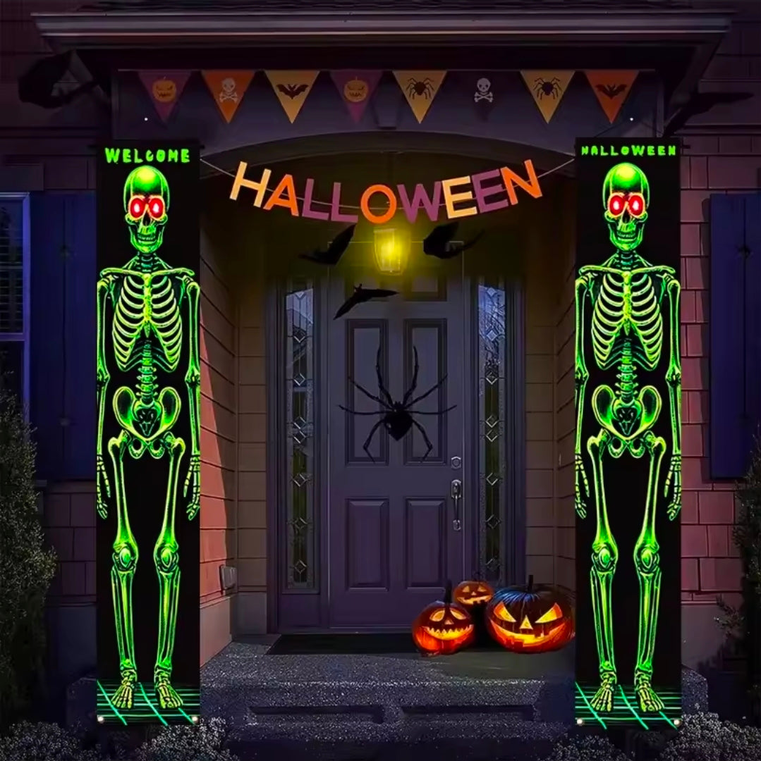 1 Pair 2D Flat Fluorescent Color Halloween Skulls