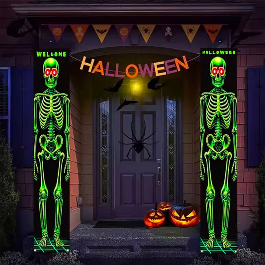 1 Pair 2D Flat Fluorescent Color Halloween Skulls
